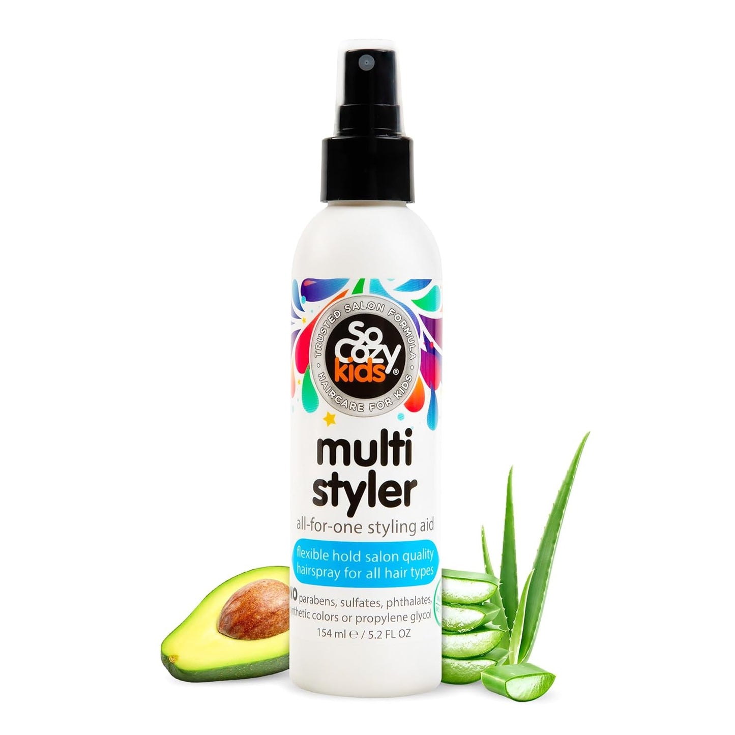 SoCozy Multi Styler Hair Spray for Kids - Gentle Formula with Quinoa & Vitamin B5 | 5.2 Fl Oz