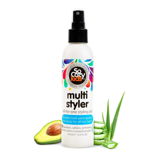 SoCozy Multi Styler Hair Spray for Kids - Gentle Formula with Quinoa & Vitamin B5 | 5.2 Fl Oz