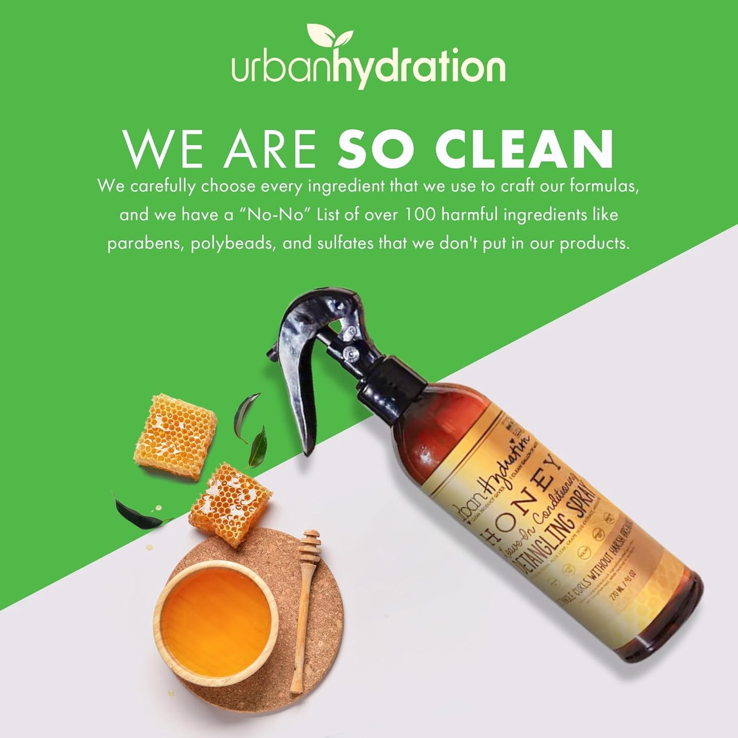 Urban Hydration Honey Hair Detangler - Sulfate & Paraben Free, Prevents Breakage & Tames Frizz | 9.1 Fl Oz