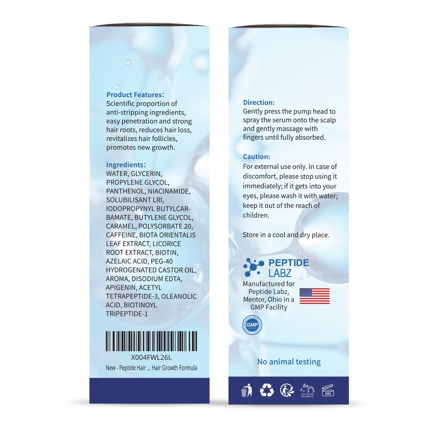 Skiennix Peptide Hair Growth Serum Spray - Boosts Hair Growth with Biotin & Caffeine | 4 oz