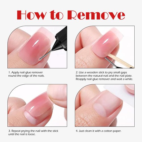FREEORR Semi-Solid Glue and Remover Kit with Stick for Press ons, No U/V Light Needed Quick Dry Fake Nail Tips Glue and Non-Acetone Remover with Precision Tips (10ml+10g)