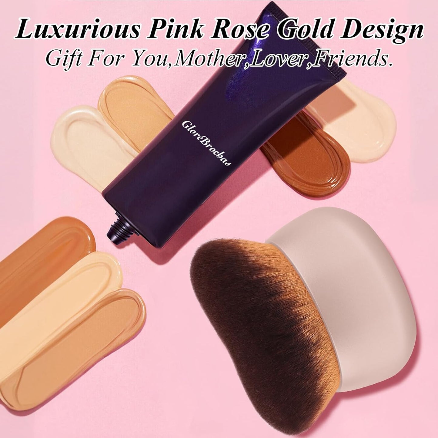 Skiennix 75MM Extra Large Self Tanner Kabuki Brush - Ultra Soft Vegan Bristles for Flawless Body Makeup | Khaki, Wet & Dry