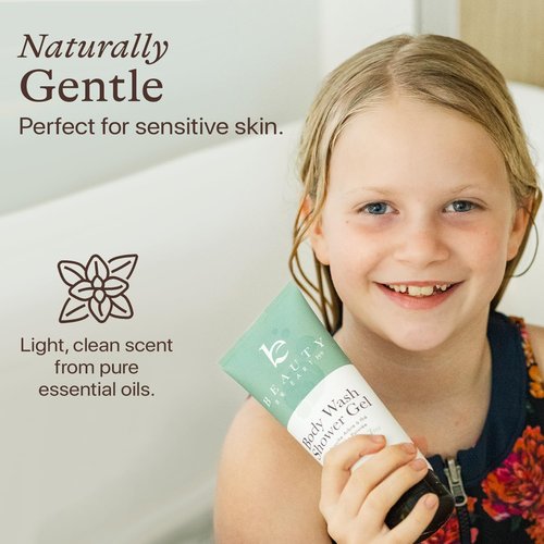 Beauty by Earth Peppermint Tea Tree Oil Shower Gel - Organic Moisturizing Body Wash for Men & Women, Made in USA
