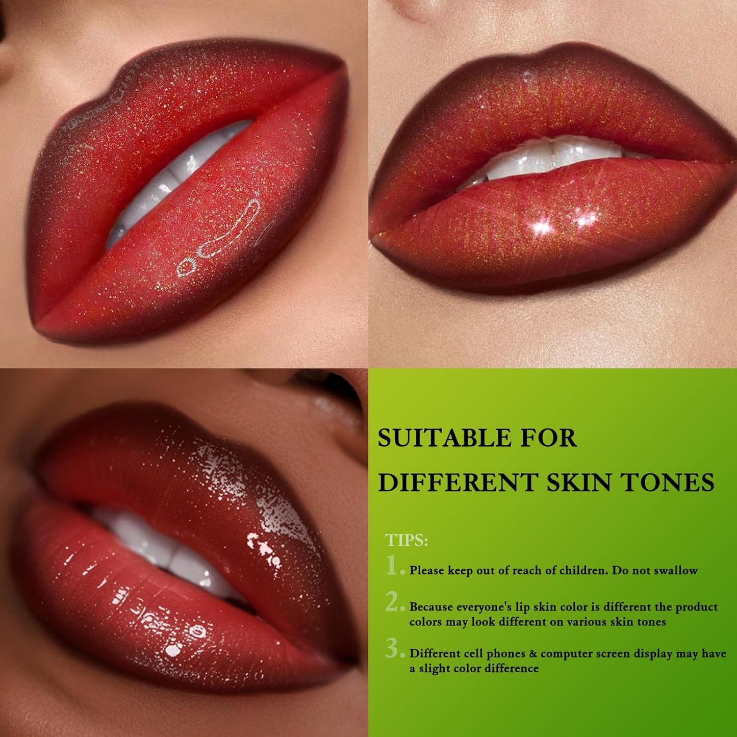 Skiennix Brown Lip Liner & Glitter Lip Gloss Oil - Hydrating Tinted Lip Balm Set for Women