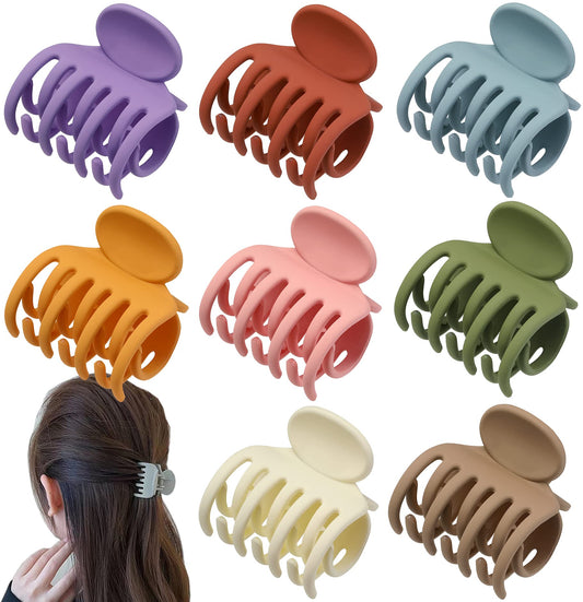 8Pcs Flower Claw Clips Large Hair Jaw Clips for Women Thick Hair Small Flower Hair Claw Clips for women Matte Claw Clips Non Slip Strong Hold Hair Barrettes Accessories for Thin/Medium Hair