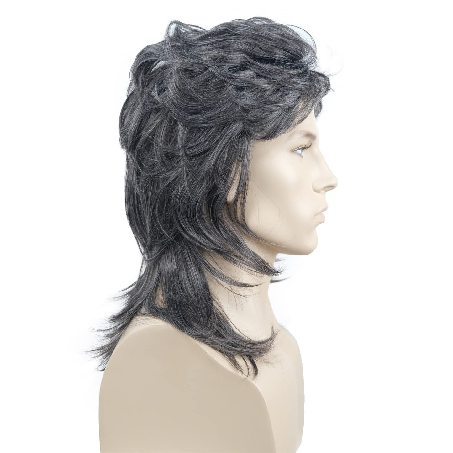 Aimole Mens Wig Retro 70s 80s Costumes Fancy Party Disco Rocker Punk Halloween (Black Sliver)