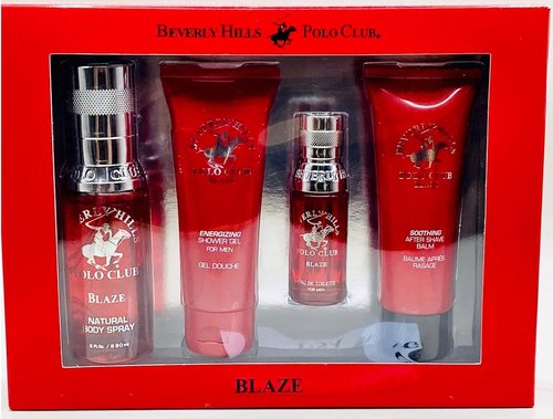 Beverly Hills Polo Club Blaze Luxury Cologne Gift Set for Men | 4-Piece Fragrance Collection