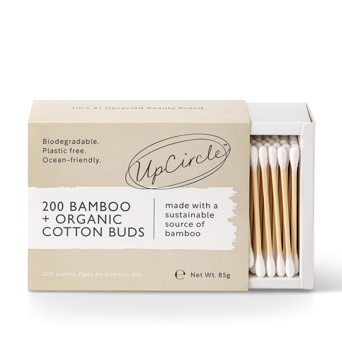 UpCircle Bamboo Cotton Buds - 200 Eco-Friendly, Plastic-Free Ear Buds - Sustainable Bathroom Essential