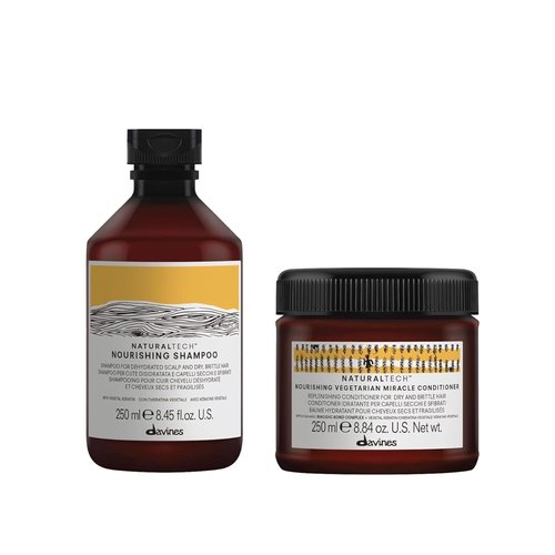 Davines Naturaltech Nourishing Shampoo & Conditioner - Gentle Hydration for Dehydrated Hair, Adds Softness & Shine