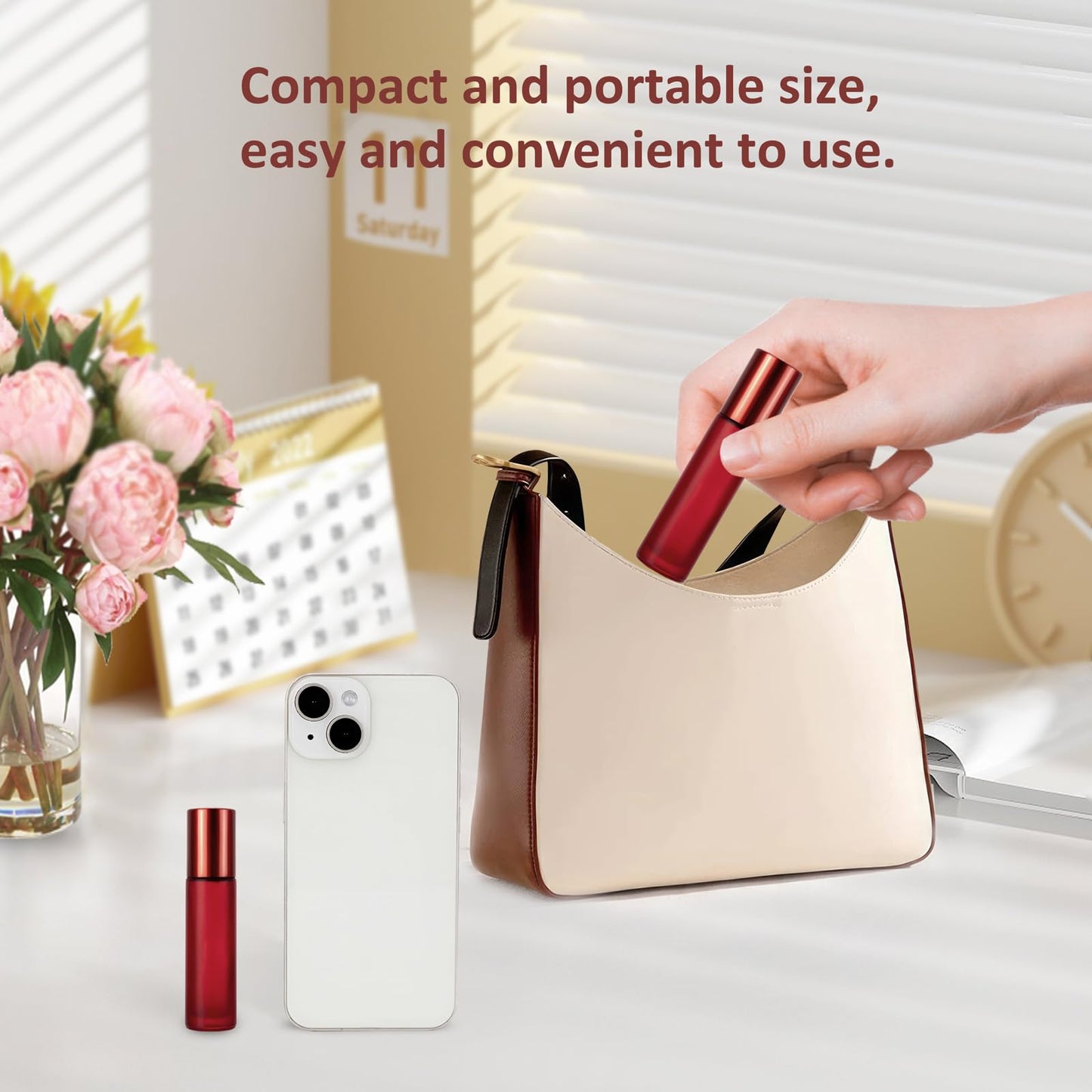 Kesell Empty Essential Oil Roller Bottles, 10 ml Glass Roll-on Bottles with Stainless Steel Roller Balls, Pack of 10