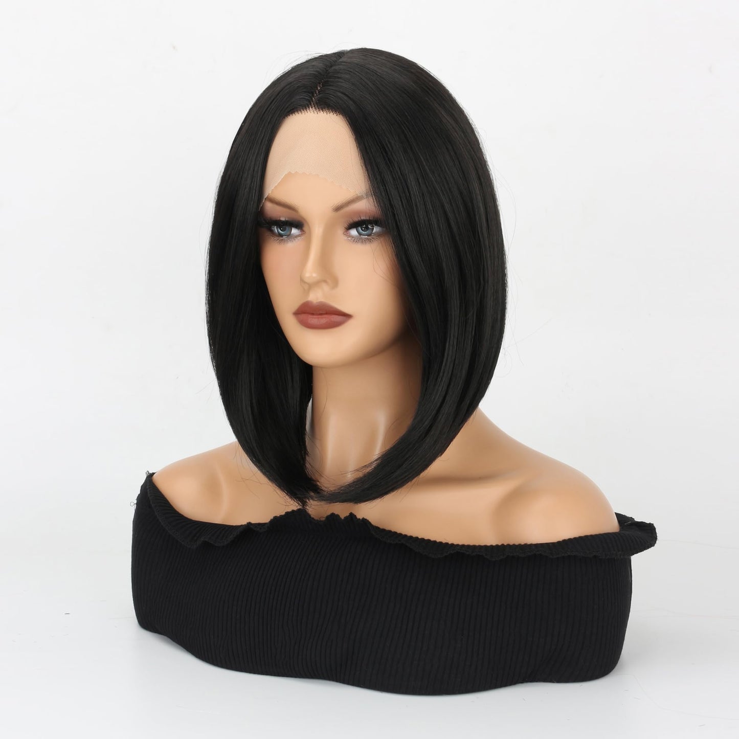 VOKEYLA Short Bob Wig Synthetic Lace Frontal Wigs For Women Black Straight Hair Glueless Yaki Straight Heat Resistant Natural Wig