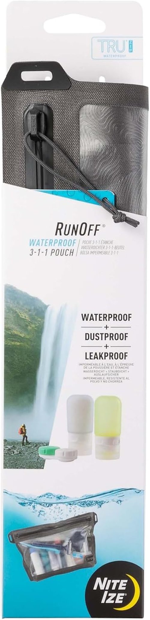 Nite IZE Runoff Waterproof Pouch - TSA Compliant Travel Toiletry Bag - Ideal for Beach or City Use