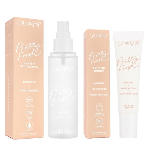 ColourPop Pretty Fresh Makeup Prep & Set Duo - Weightless Cream-Gel Primer & Ultra-Fine Mist Setting Spray for Hydration & Shine Control