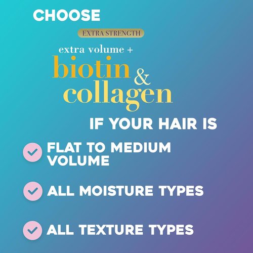 OGX Biotin & Collagen Shampoo - Extra Strength Volumizing Formula for Thicker, Fuller Hair | 25.4 fl oz