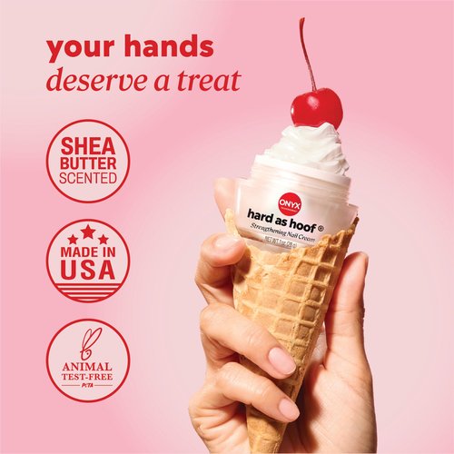 Onyx Professional Hard as Hoof Nail Strengthening Cream, Shea Butter Scent - Nail Growth & Conditioning Cuticle Cream Stops Splits, Chips, Cracks & Strengthens Nails, 1 oz
