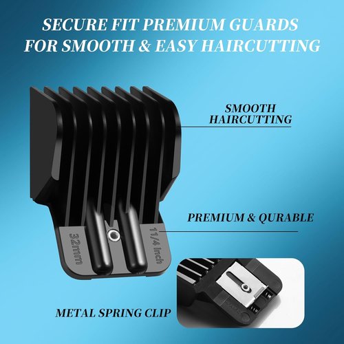 BaBylissPRO Trimmer Guards - 8 Premium Replacement Guards with Metal Spring Clip | Fits FX787 & FX726, 1/32-5/4 Inch