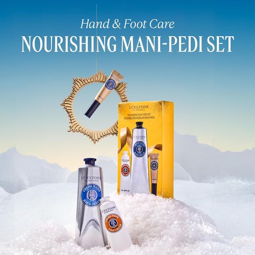 L’Occitane Nourishing Mani‑Pedi Gift Set, Shea Butter Skincare Trio, Self Care Daily Repair Essentials, Hand & Foot Cream and Cuticle Oil