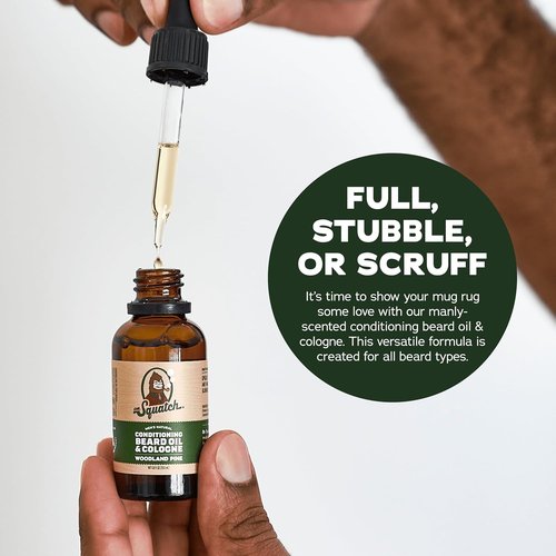 Dr. Squatch Conditioning Beard Oil - Nourishing Men's Gift Pack | Long-Lasting Scents: Fireside Bourbon, Glacial Falls, Woodland Pine
