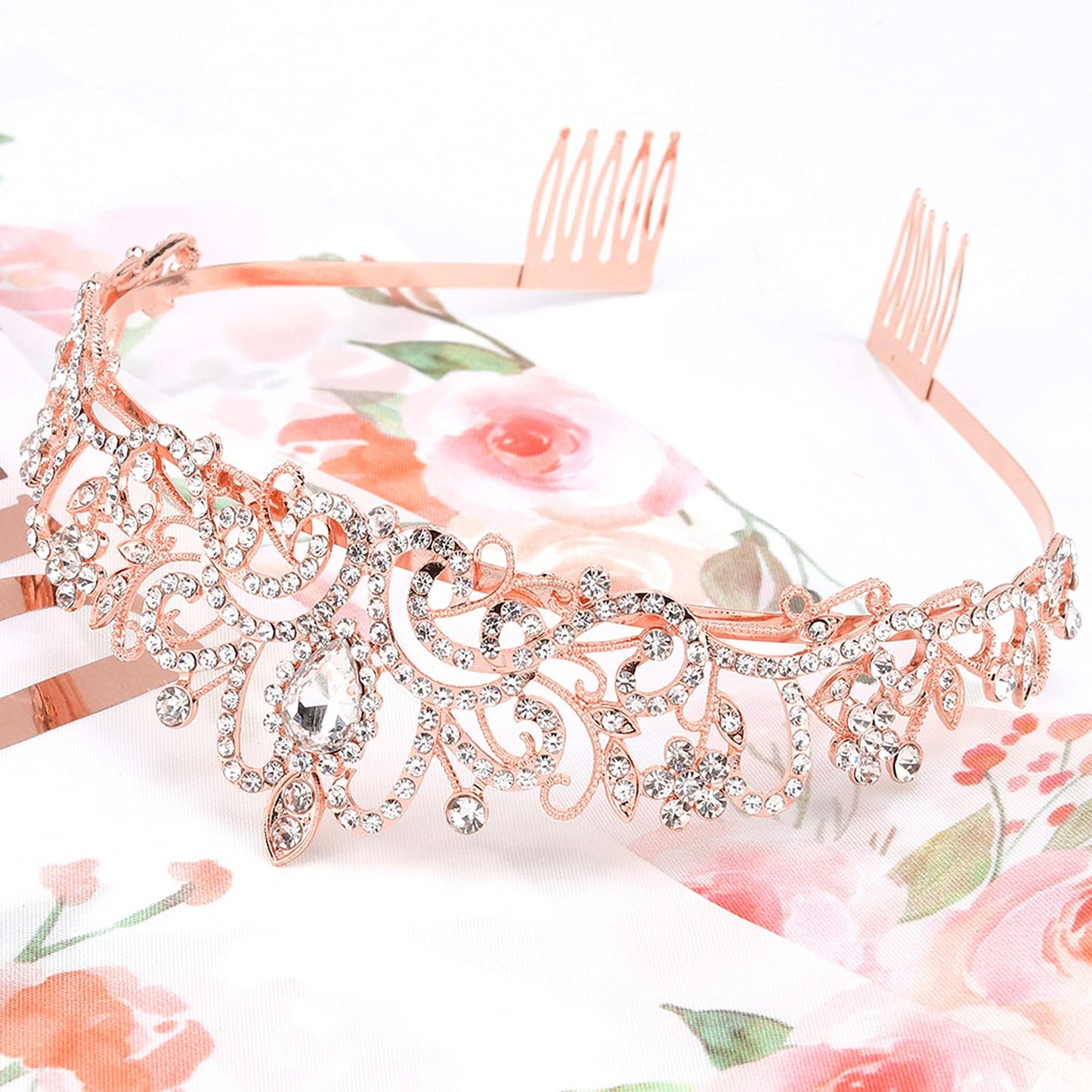 "Birthday Queen" Sash & Rhinestone Tiara Set COCIDE Rose Gold Birthday Sash and Tiara for Women Birthday Decoration Kit Rhinestone Headband for Girl Glitter Crystal Hair Accessories for Party