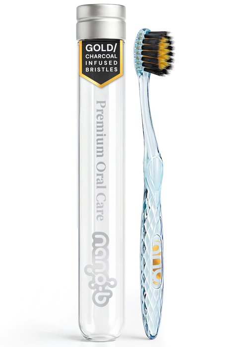 Nano-b Manual Toothbrush for Adults with Sensitive Gums, Soft/Medium Bristles, Travel Case