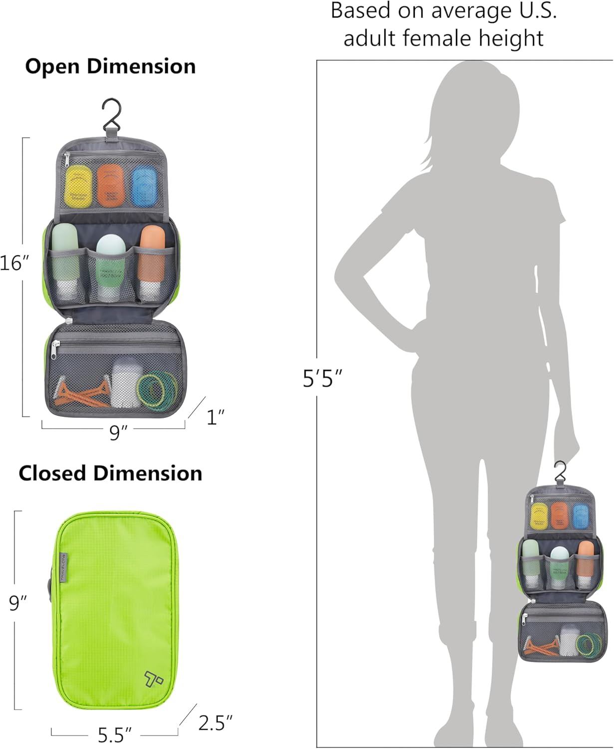 Travelon Compact Hanging Toiletry Kit - Organized Travel Storage Solution | Durable & Lightweight Design
