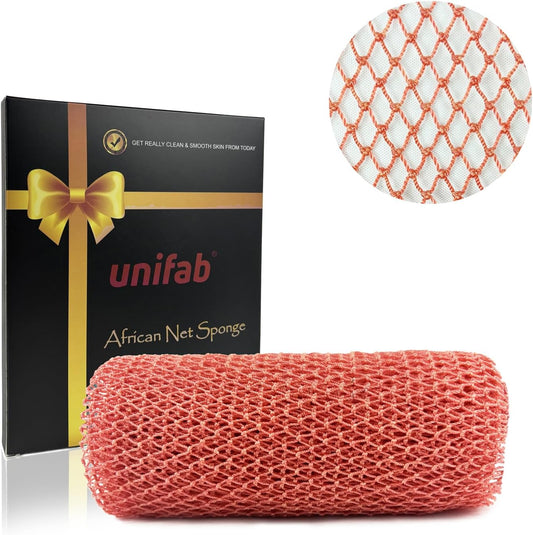 Unifab African Net Sponge - Authentic Exfoliating Bath Cloth | Pink Body Scrubber for Shower