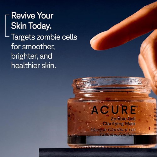 Acure Zombie Cell Clarifying Mask - Detoxifying Niacinamide Face Treatment for Dark Spots & Blackheads | 1.3 fl oz