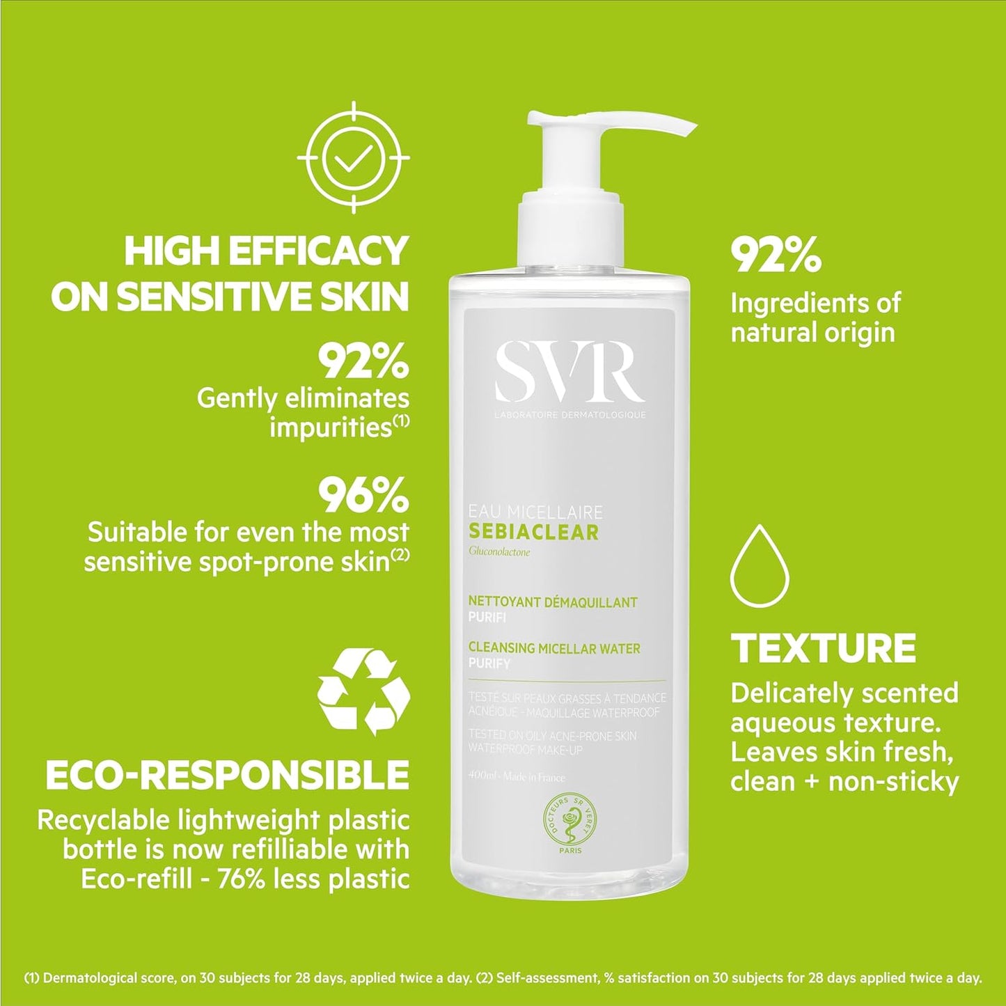 SVR Sebiaclear Micellar Water - Purifying Makeup Remover for Oily & Combination Skin | 13.5 fl. oz.