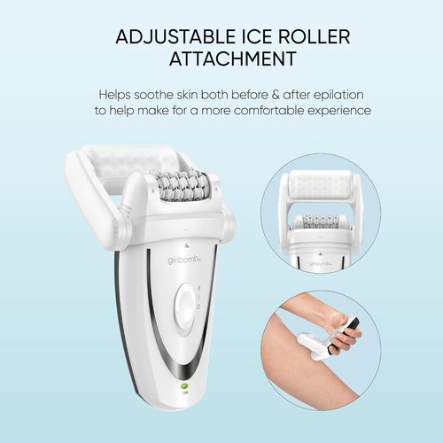 Conair GIRLBOMB Epilator - Smooth Skin Hair Removal Device with Ice Roller | Cordless 3-Piece Kit