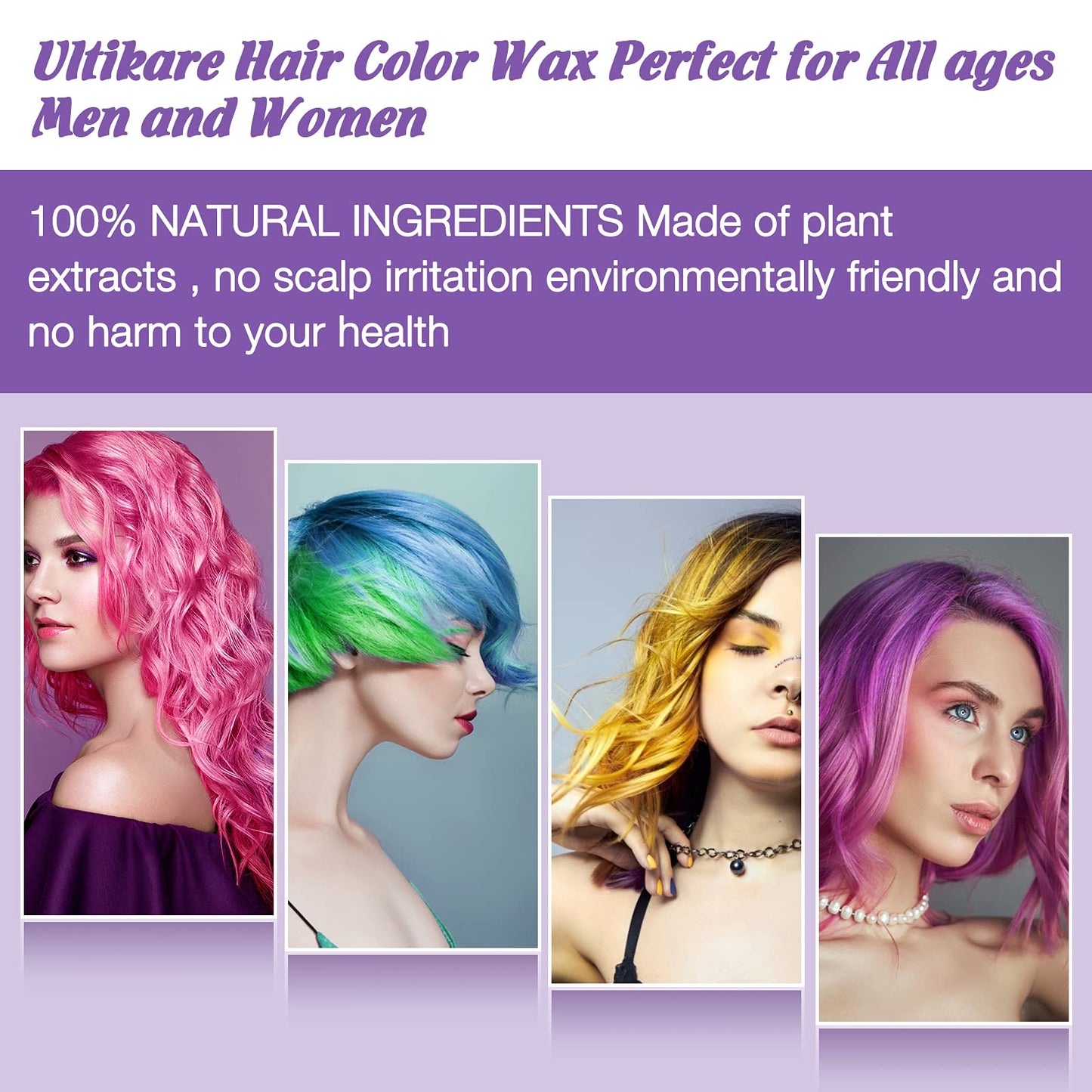 Temporary Hair Color for Kids, Ultikare Hair Dye Washable Natural Hair Wax Color Chalk Mud Cream DIY Hairstyle Clay For Dark Hair Halloween, Cosplay, Party, Christmas Gift Girls 3.4 Fl Oz (4 colors)