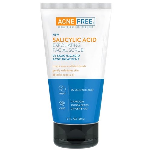 **Acne Free Salicylic Acid Exfoliating Face Scrub - 2% BHA Blackhead Remover & Deep Cleanse, 5 Ounce**