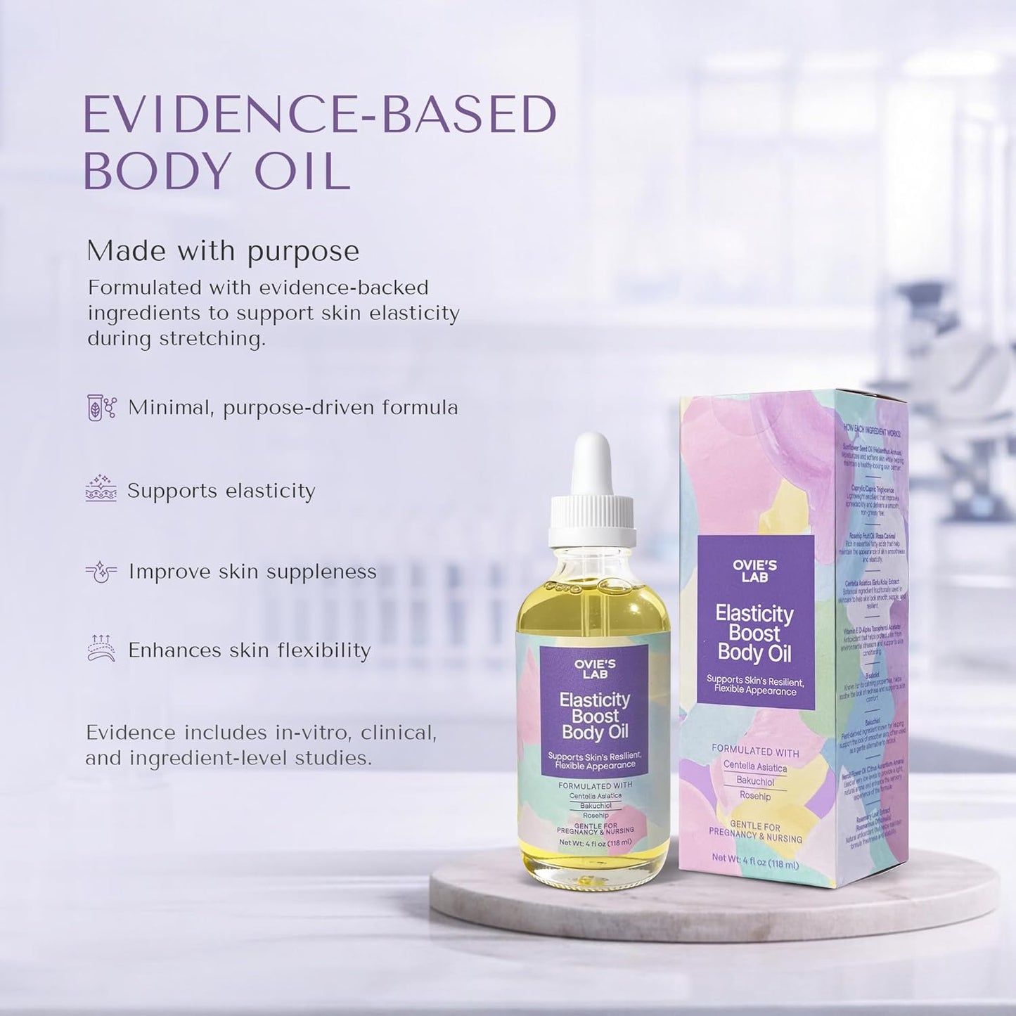 Skiennix Belly Oil - Stretch Mark Support for Pregnancy & Postpartum | Lightweight Formula with Centella Asiatica