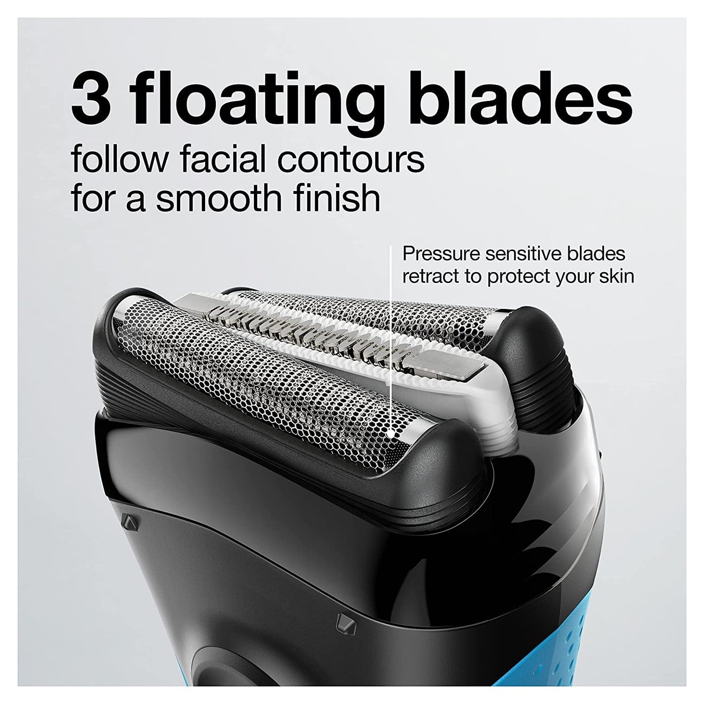 Braun Electric Series 3 Razor - Rechargeable Wet & Dry Foil Shaver with Precision Trimmer | Blue/Black, 4 Piece