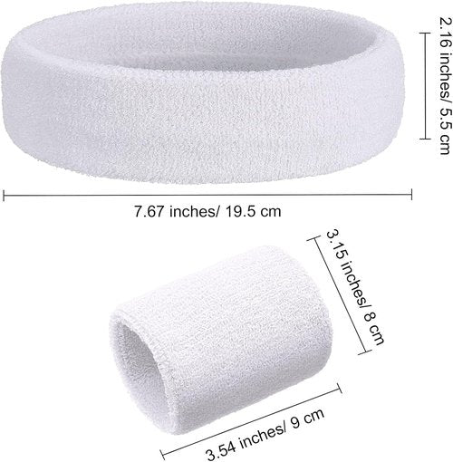 Bememo Sweatbands Set - 6 Pieces Including 2 Sports Headbands & 4 Colorful Wristbands for Men & Women | Ideal for Running, Gym, Basketball, Tennis