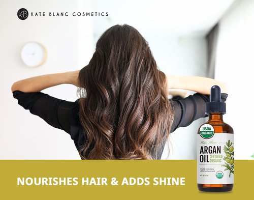 Kate Blanc Cosmetics Argan Oil - 100% Pure & USDA Organic | Cold Pressed for Hair, Face & Skin (4oz)