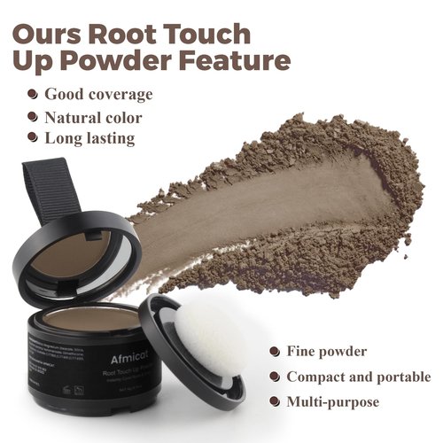 Instant Hairline Powder, Root Touch Up Hair Color for Gray Coverage and Thinning Hair, Root Cover Up Conceals Hair Loss & Bald Spots, Natural and Non-Greasy Hair Color for Women & Men, Brown