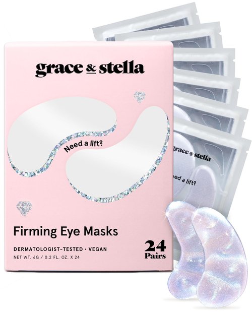 grace & stella Peptide Under Eye Patches with Niacinamide & Rice Extract - Firming Eye Masks for Dark Circles and Puffiness - Friendship Gifts for Women - Vegan, Cruelty-Free (White, 24 Pairs)