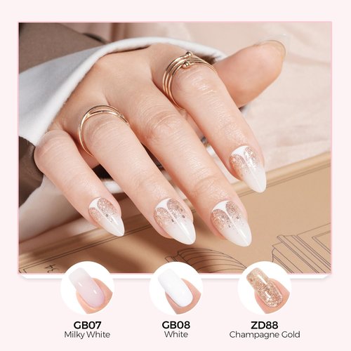 TOMICCA Milky White Gel Nail Polish, Nude Gel Polish Translucent Jelly Gel Polish Natural Color Soak Off UV White Gel Nail Polish for French Manicure