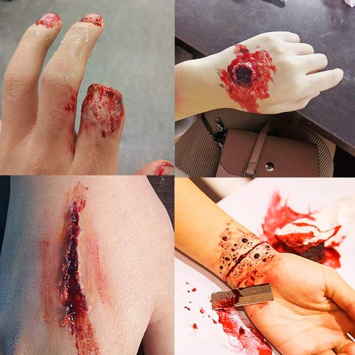 MEICOLY Halloween Coagulated Blood Gel - 30g Fake Blood with Black Stipple Sponge for SFX Makeup