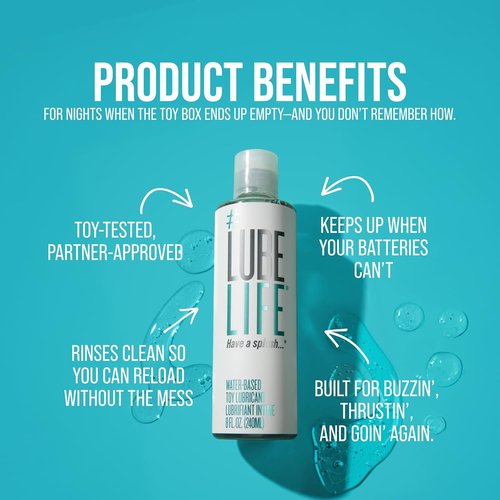 LubeLife Water-Based Lubricant - Toy-Safe Personal Lube for Men & Women | Travel Size, Non-Staining, 8 Fl Oz