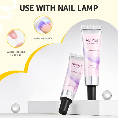 AIJIMEI 30g Solid Nail Glue Gel for Nail Tip Press On Nails Glue 1OZ for Acrylic Gel Nail Tips False Nails for Salon Use, Strong Adhesive Nail Art