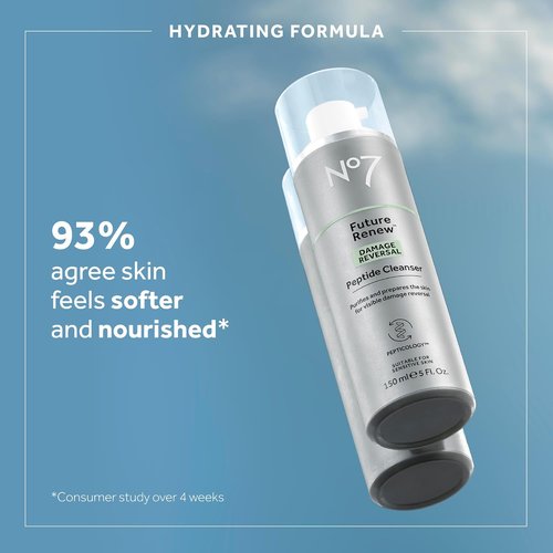 No7 Future Renew Face Cleanser - Anti-Aging Peptide Formula for Smoother, Nourished Skin | Fragrance-Free (5 Fl Oz)
