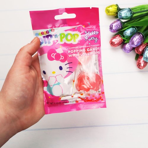 Hello Kitty Lollipops with Popping Candies, Strawberry Flavored Suckers, Easter Basket Stuffer Candy, 1.13 Ounces (Pack of 3)
