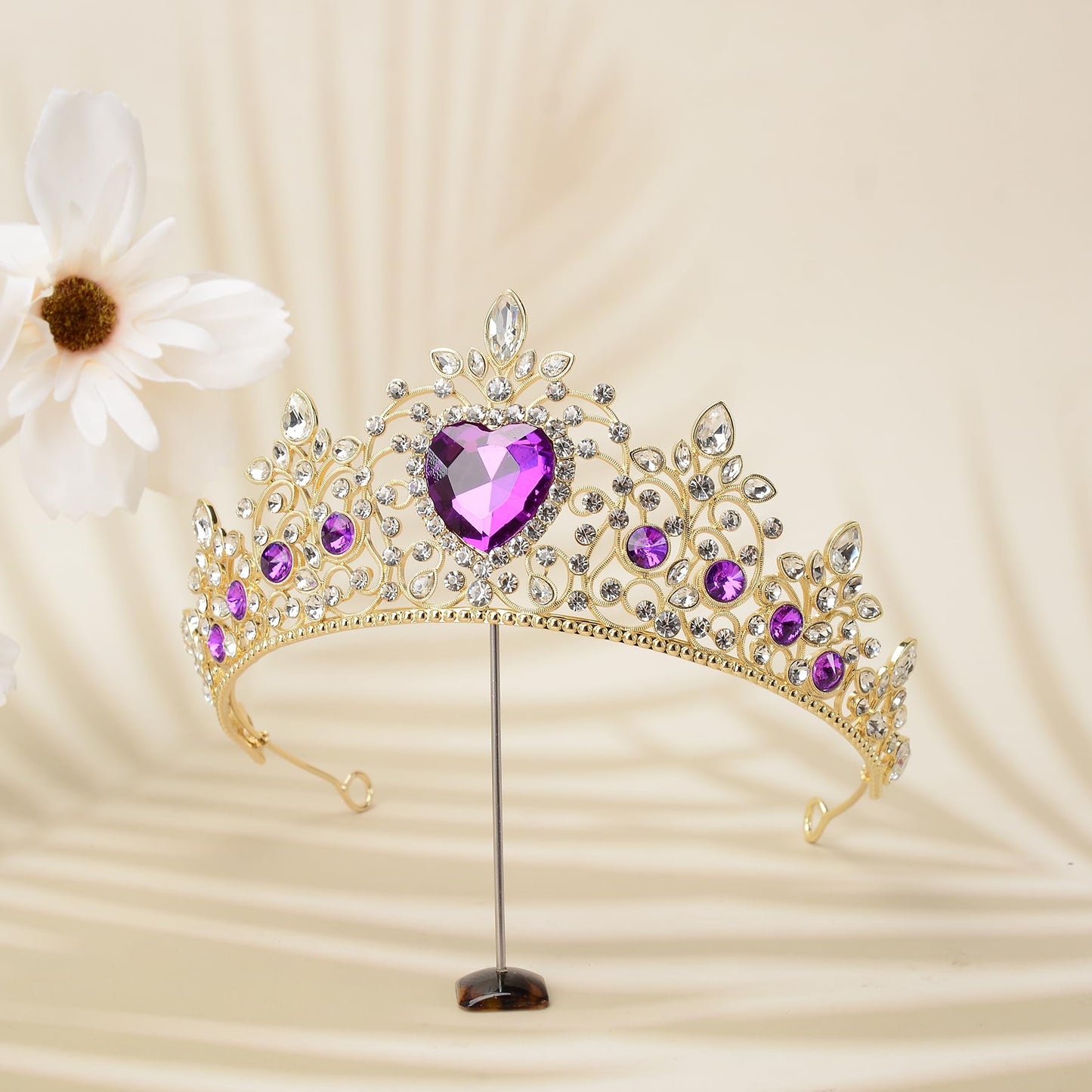 S SNUOY Tiaras and Crowns for Women Crystal Queen Crowns Rhinestone Princess Tiaras Hair Accessories for Bridal Birthday Prom Party - February Amethyst