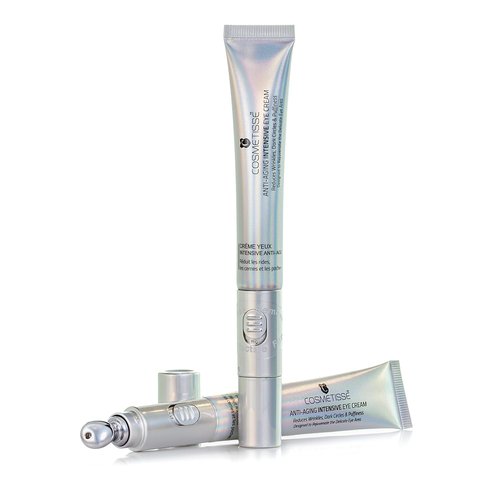 Cosmetisse Intensive Eye Cream - Vibrating Metal Applicator, Snail Filtrate & Vitamin E | Reduces Dark Circles & Puffiness (0.68oz/20ml)