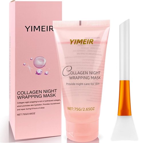 Regine Switzerland Collagen Night Wrapping Mask - Hydrolyzed Peel-Off Facial Mask for Tightening & Hydration (Pink)
