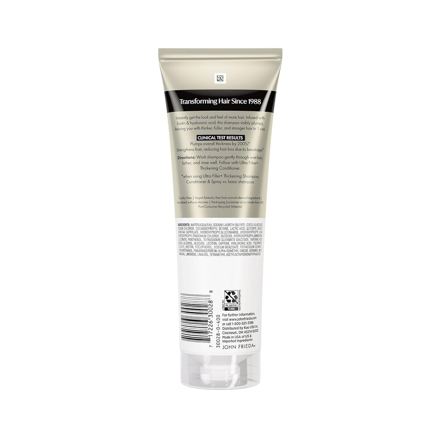 John Frieda ULTRAfiller+ Thickening Shampoo - Strengthen Damaged Hair with Biotin & Hyaluronic Acid | 8.3 Fl Oz