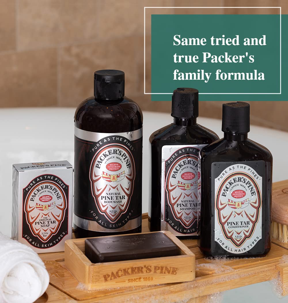 Packer's Pine Tar Shampoo | Natural Pine Tar and Pine Oils Shampoo | Paraben, Sulfate, and Creosote-Free | 2 Pack