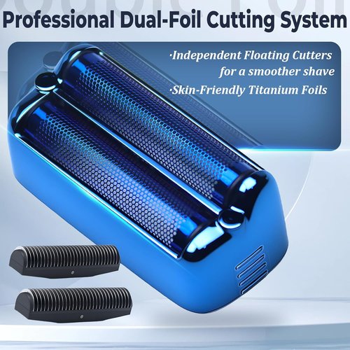 BaBylissPRO Replacement Shaver Foil & Cutter Heads - 2-Pack for FXONE BlackFX Double Foil Shaver | Durable Blue Design