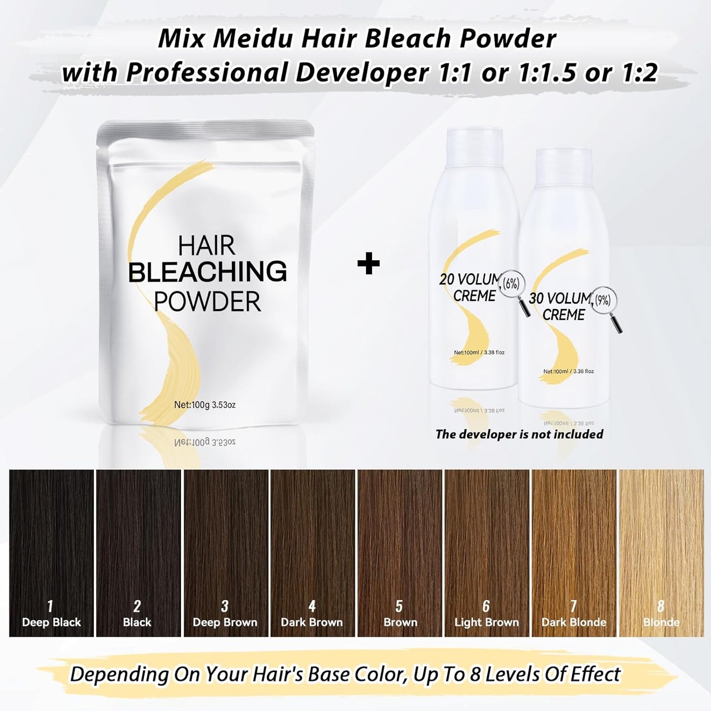 Skiennix Hair Bleach Powder - Professional Lightening Formula | Gentle & Strong, 100g for DIY Blonde Highlights